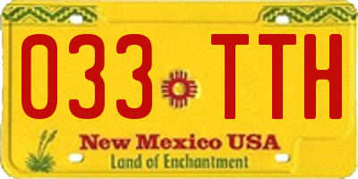 NM license plate 033TTH
