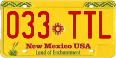 NM license plate 033TTL