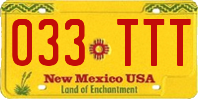 NM license plate 033TTT