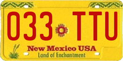 NM license plate 033TTU