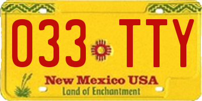 NM license plate 033TTY
