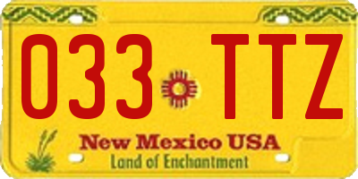NM license plate 033TTZ