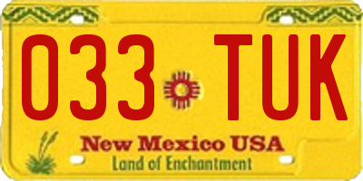 NM license plate 033TUK