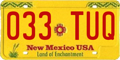 NM license plate 033TUQ