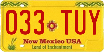 NM license plate 033TUY