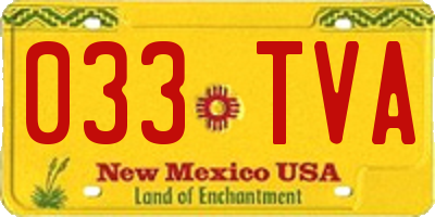 NM license plate 033TVA