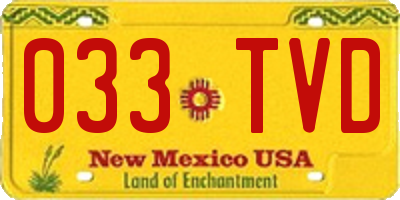 NM license plate 033TVD