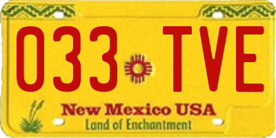 NM license plate 033TVE