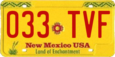 NM license plate 033TVF