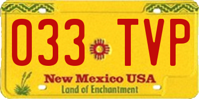 NM license plate 033TVP
