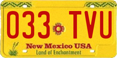 NM license plate 033TVU