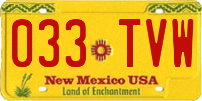 NM license plate 033TVW