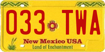 NM license plate 033TWA