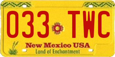 NM license plate 033TWC