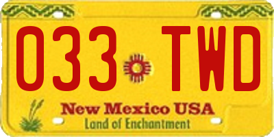 NM license plate 033TWD
