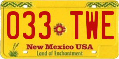 NM license plate 033TWE