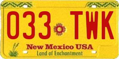 NM license plate 033TWK