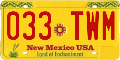 NM license plate 033TWM