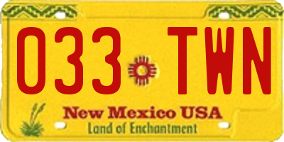 NM license plate 033TWN