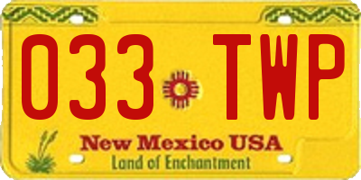 NM license plate 033TWP