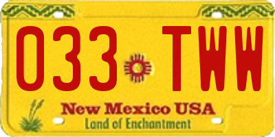 NM license plate 033TWW