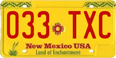 NM license plate 033TXC