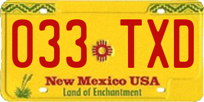 NM license plate 033TXD