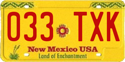 NM license plate 033TXK