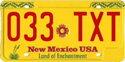 NM license plate 033TXT