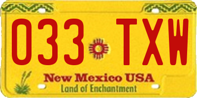 NM license plate 033TXW