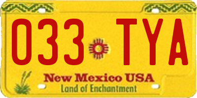 NM license plate 033TYA