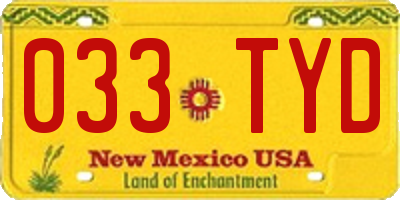 NM license plate 033TYD