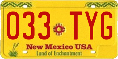 NM license plate 033TYG