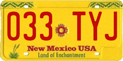 NM license plate 033TYJ