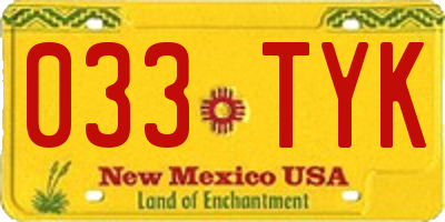 NM license plate 033TYK