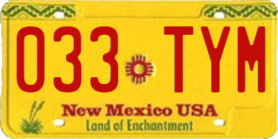 NM license plate 033TYM