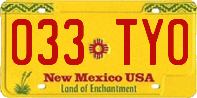 NM license plate 033TYO