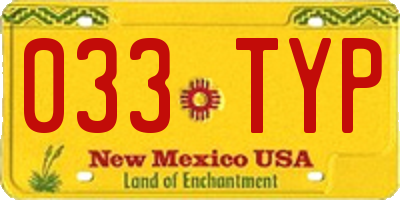NM license plate 033TYP