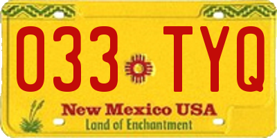 NM license plate 033TYQ