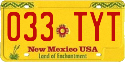 NM license plate 033TYT