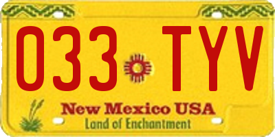 NM license plate 033TYV