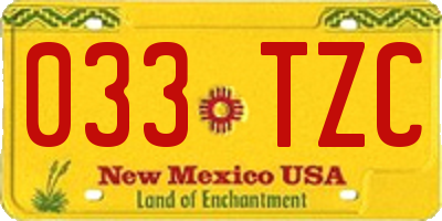 NM license plate 033TZC