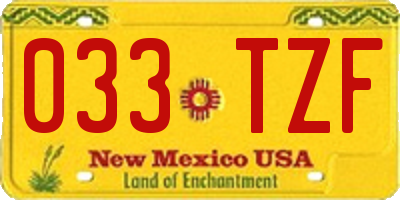 NM license plate 033TZF