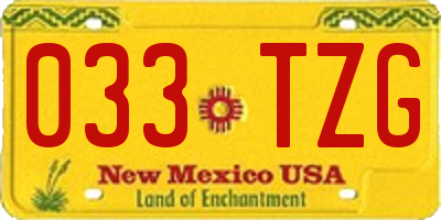 NM license plate 033TZG