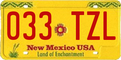 NM license plate 033TZL