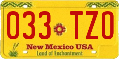 NM license plate 033TZO