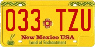 NM license plate 033TZU