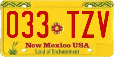 NM license plate 033TZV