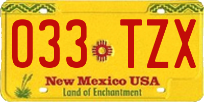 NM license plate 033TZX