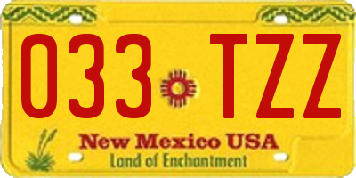 NM license plate 033TZZ